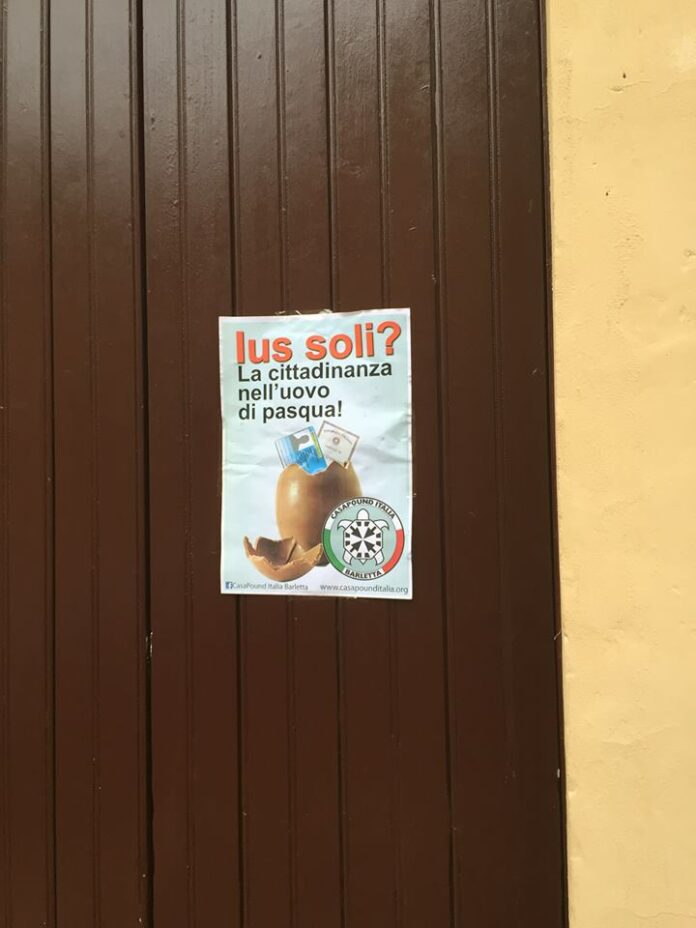 Ius Soli, CasaPound Barletta protesta