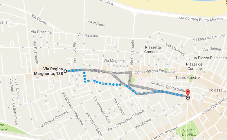 Via Regina Margherita-Piazza Aldo Moro a piedi