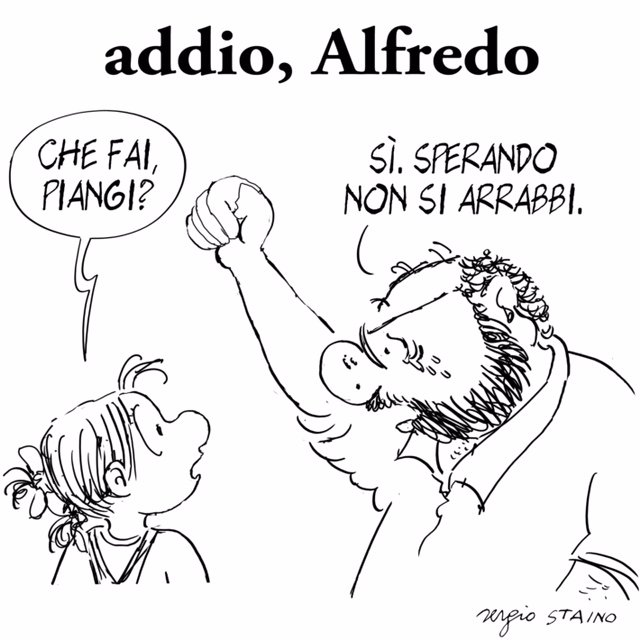 Vignetta di Sergio Staino per il primo anniversario della scomparsa di Reichlin