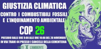 Cop26, Uniti per l’ambiente: presidio a Barletta