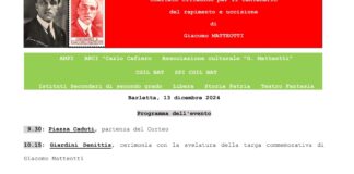 A Barletta una targa per Giacomo Matteotti nei Giardini De Nittis
