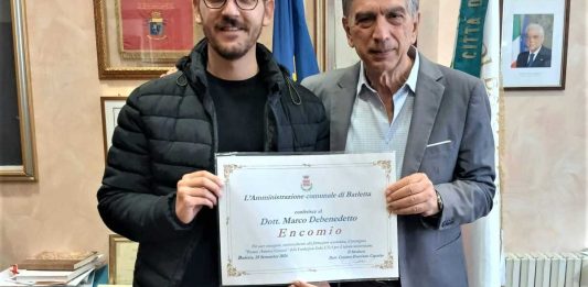 Il sindaco Cannito encomia Marco Debenedetto, insignito del “Premio America Giovani”